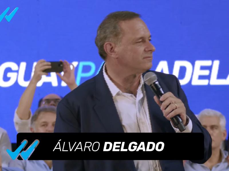 Acto del precandidato Álvaro Delgado en el Palacio Peñarol. Imagen: YouTube.